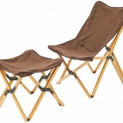 Kopen 🥰 CAMPZ Bamboo Folding Chair Set With Cover And Footrest, Bruin 🎉