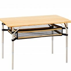 Beste deal 🌟 CAMPZ Bamboo Table 100x65x65cm With Storage Mesh, Bruin 🛒