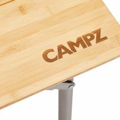 Goedkoop 😉 CAMPZ Bamboo Table 80x60x65cm With Storage Mesh, Bruin ❤️ -KAMPA-winkel campz bamboo table 80x60x60cm with storage mesh brown 3