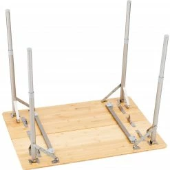 Goedkoop 😉 CAMPZ Bamboo Table 80x60x65cm With Storage Mesh, Bruin ❤️ -KAMPA-winkel campz bamboo table 80x60x60cm with storage mesh brown 5