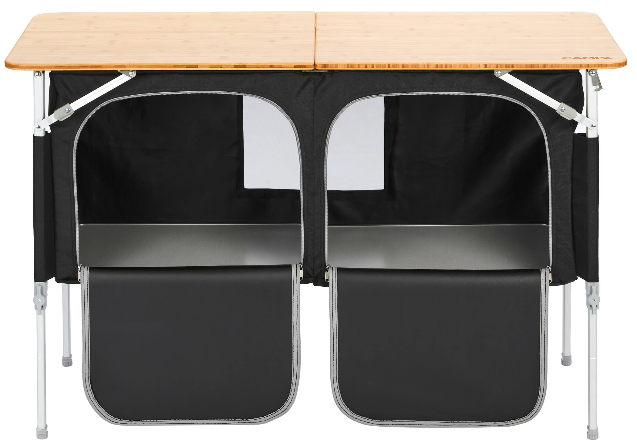 Goedkoopste ✨ CAMPZ Bamboo Table 120x50x80cm With Storage Shelf, Bruin/zwart 😉 4 Goedkoopste ✨ CAMPZ Bamboo Table 120x50x80cm With Storage Shelf, Bruin/zwart 😉 - Afbeelding 2