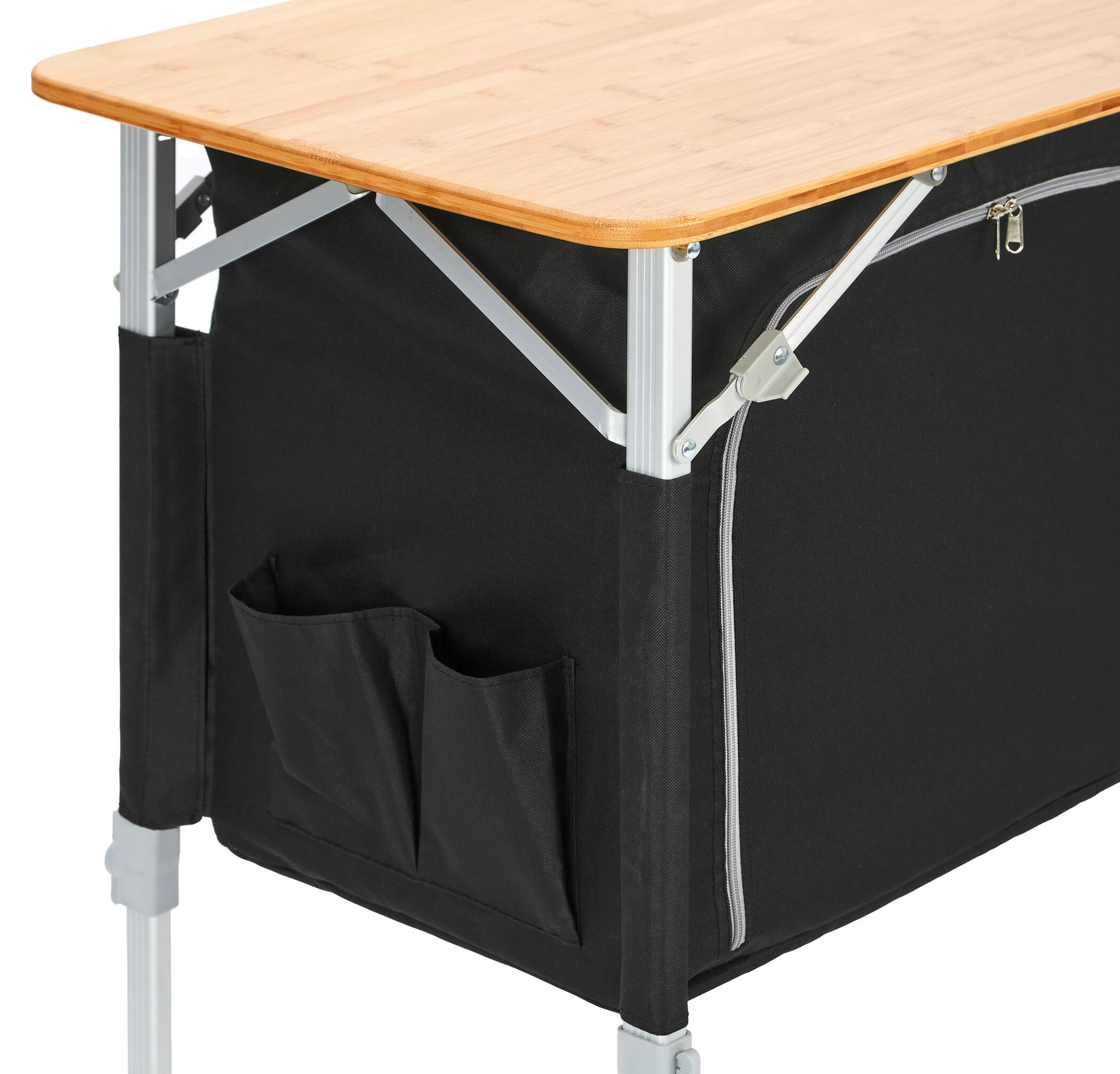 Goedkoopste ✨ CAMPZ Bamboo Table 120x50x80cm With Storage Shelf, Bruin/zwart 😉 6 Goedkoopste ✨ CAMPZ Bamboo Table 120x50x80cm With Storage Shelf, Bruin/zwart 😉 - Afbeelding 4