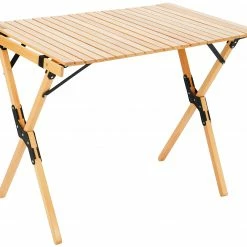 Aanbiedingen 💯 CAMPZ Beech Wood Roll-Out Table 90x60x70cm, Bruin 🎁