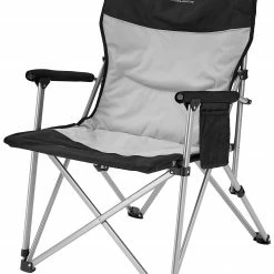 Hete verkoop 🔔 CAMPZ Folding Chair With Steel Armrests, Zwart/grijs 😍