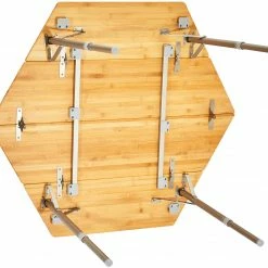 Uitgang 🛒 CAMPZ Hexa Bamboe Vouwtafel 100x86x40/60cm, Bruin 🧨 -KAMPA-winkel campz hexa bambus falttisch o100x50 70cm braun 3