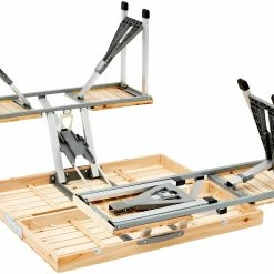 Flash-uitverkoop 🎉 CAMPZ Iwaki Picnic Table Set Fir Wood, Bruin/grijs ⌛ -KAMPA-winkel campz iwaki fir wood picnic furniture set brown silver 15