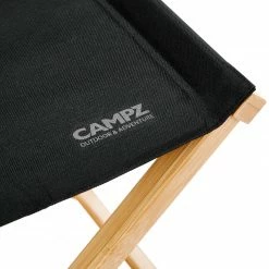 Korting ✨ CAMPZ Folding Stool Bamboo, Zwart/bruin 😀 -KAMPA-winkel campz lounger folding chair with detachable footrest black 5