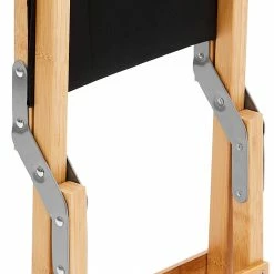 Korting ✨ CAMPZ Folding Stool Bamboo, Zwart/bruin 😀 -KAMPA-winkel campz lounger folding chair with detachable footrest black 7