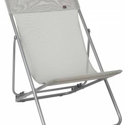 Nieuw 🛒 Lafuma Mobilier Maxi Transat Klapstoel Met Cannage Phifertex, Wit/grijs ⌛